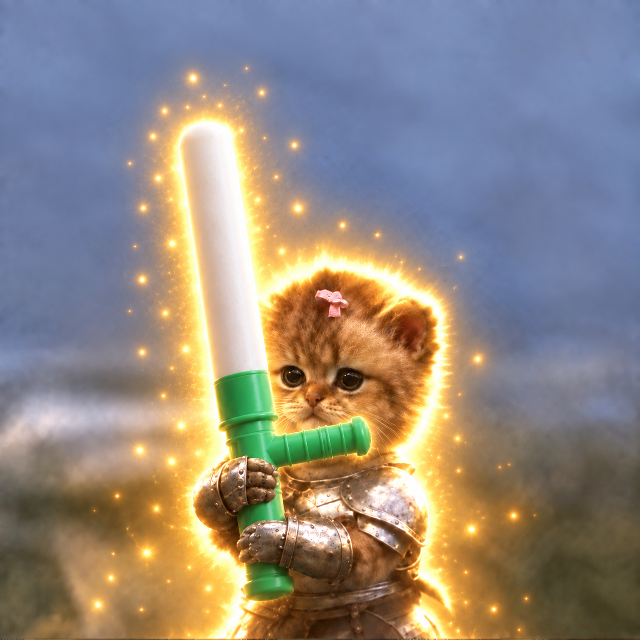 Cat holding a baton